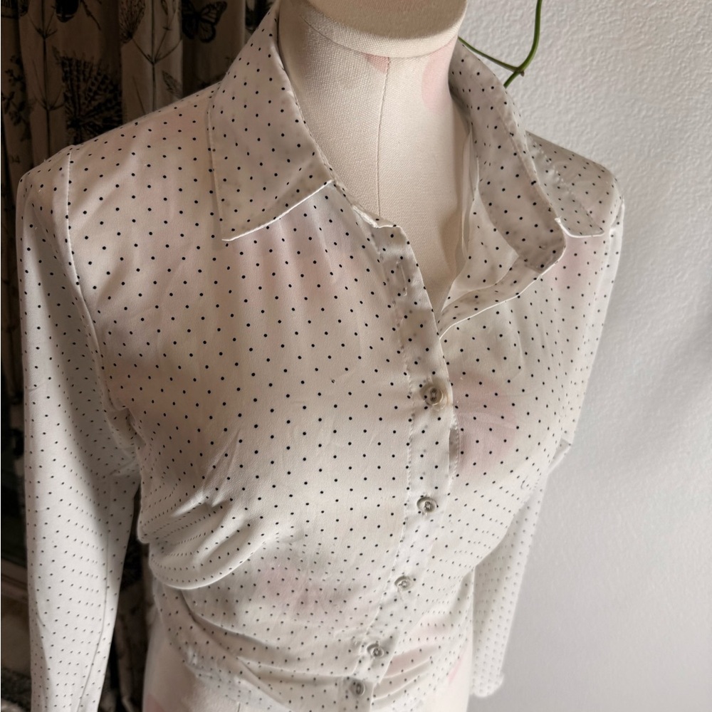 Polka Dot Button-Up Blouse